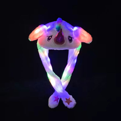 Shake the same type of luminous rabbit hat plush ears can move rabbit headband cold-proof warm earmuff luminous hat