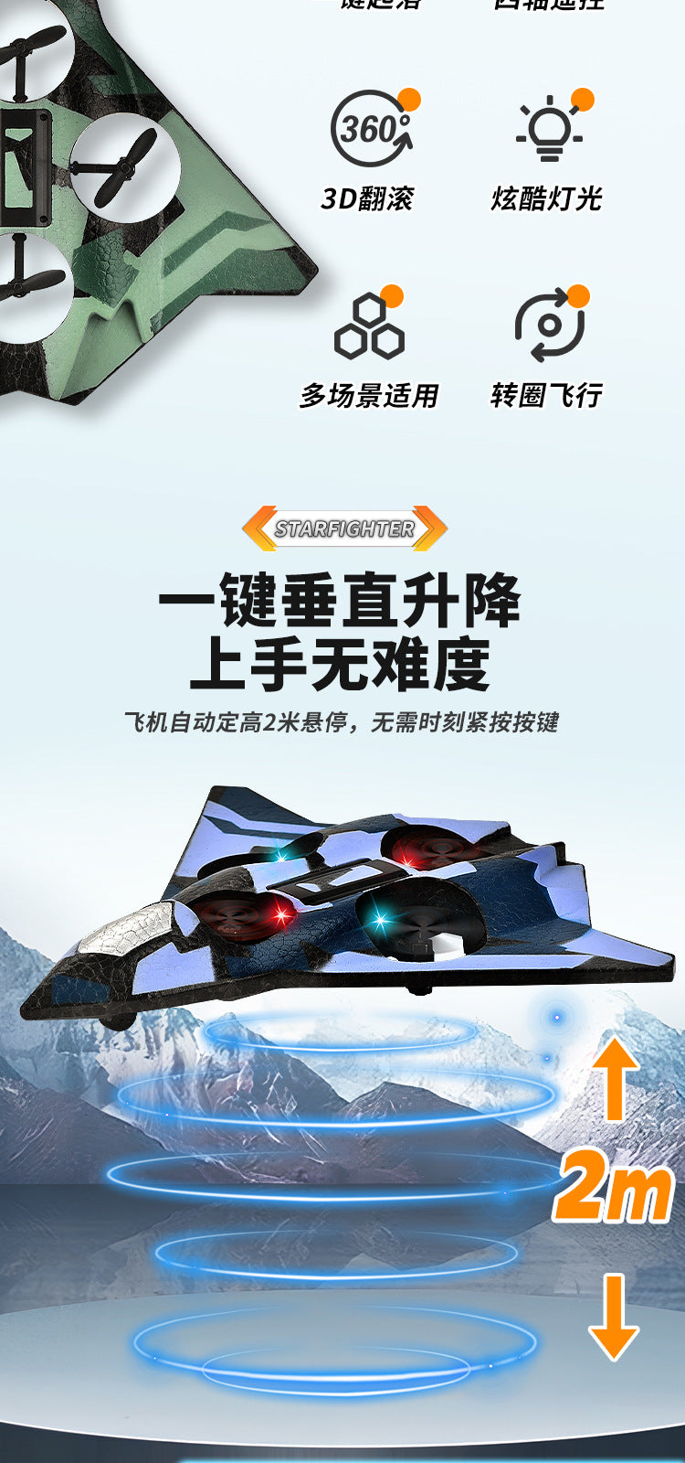 Cross-border children's remote control fighter drone rechargeable fall-resistant foam model glider birthday gift boy