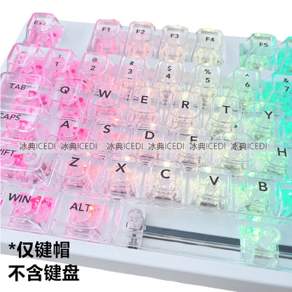 Transparent Key Cap Transparent Ice Crystal Large Complete Mechanical Keyboard Universal 61 Key 87 Key 98 Key 104 Key Crystal Key Cap