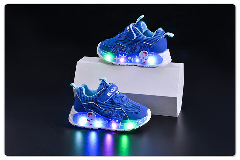 Wholesale Light-Up 2025 Spring & Fall Mesh Comfortable and Lightweight Casual Light-Up Led Light-Up Men's Sports Shoes for Small and Medium-Sized Children