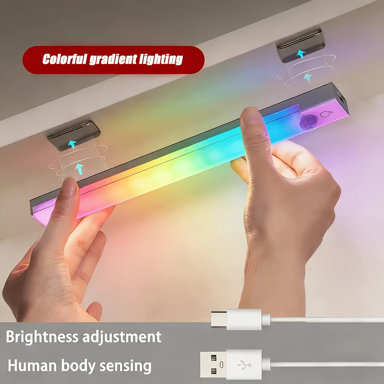 RGB Ambient Sensor Light - Adjustable Rainbow Gradient Running Light Suitable for Various Scenes Such As Living Room Bedroom