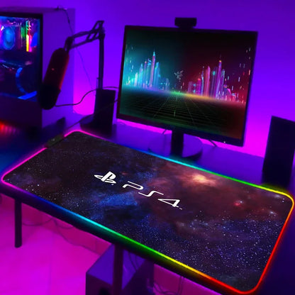 LED Gaming Mouse Pad With Backlight Deskmat PSFour Mousepad RGB Gamer Desk Decorations Computer Mouse Pad Pc Gamer Full Mat