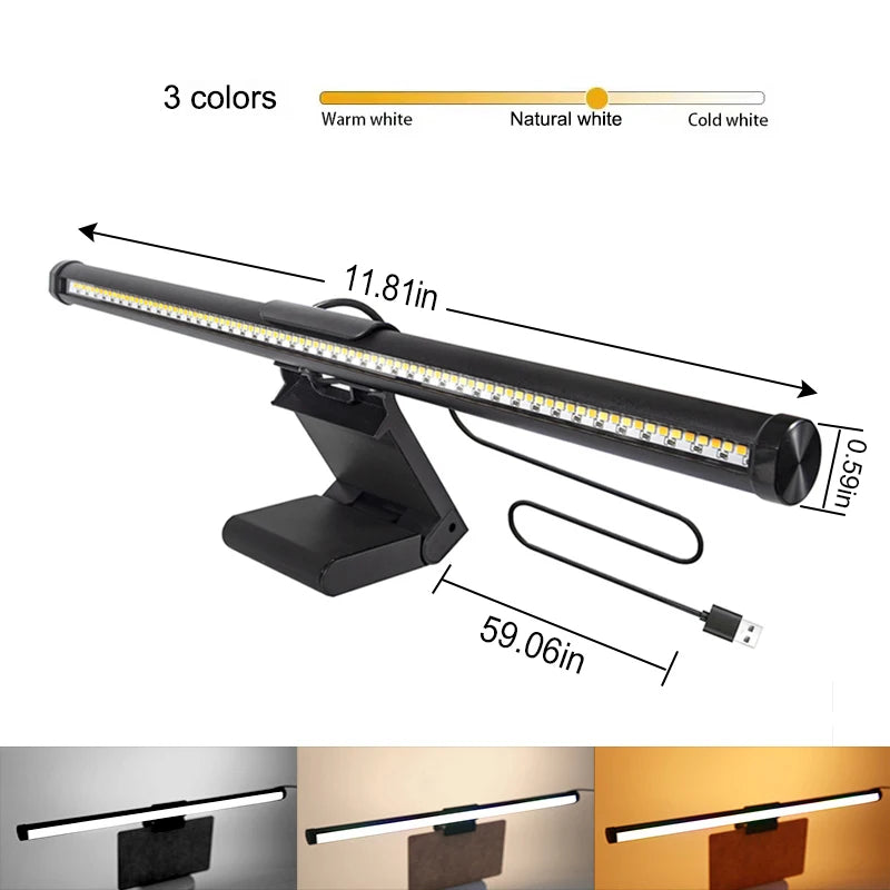 RGB Stepless Dimming LED Monitor Light Bar Eye Protection for Computers Laptops Work Study Game Screen Hanging