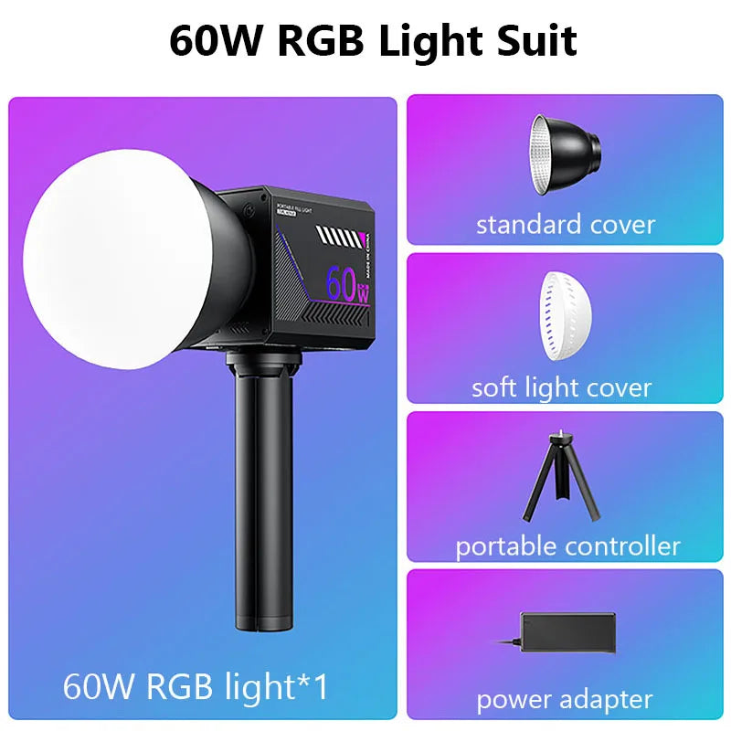RGB Video Light Portable LED Photography Studio Light with 10000mAh Rechargeable for Vlog Streaming Live Photo Fill Lamp