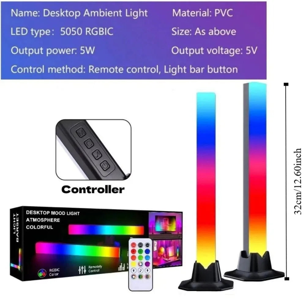 RGB Pickup RGB LED Light Bar USB Powered Smart Music Rhythm Lights Light Music Rhythm Sync Atmosphere Light Holiday Atmosphere
