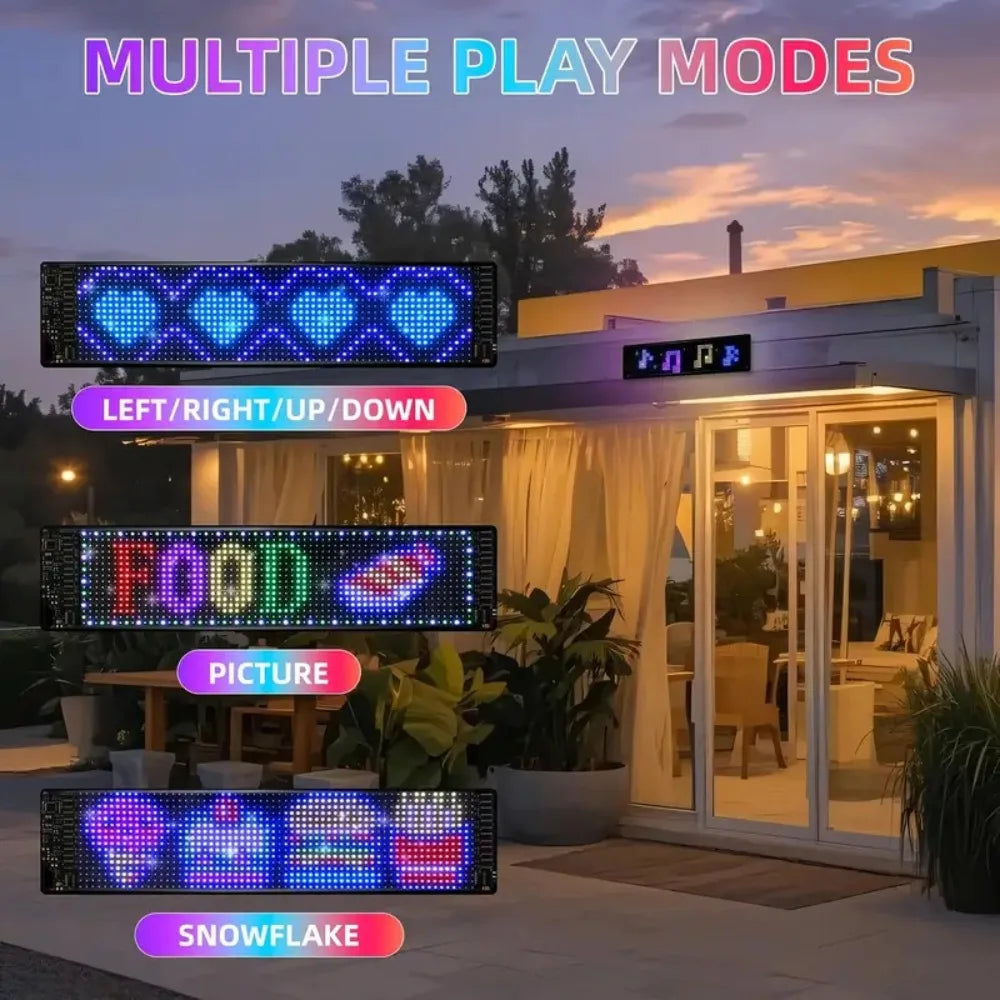 Smart LED Matrix Panel Scrolling Bright Advertising USB 5V Bluetooth App Remote Controlled Sign Light Programmable LED Car Sign