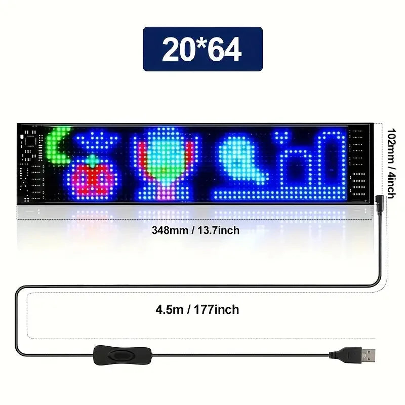 Smart LED Matrix Panel Scrolling Bright Advertising USB 5V Bluetooth App Remote Controlled Sign Light Programmable LED Car Sign