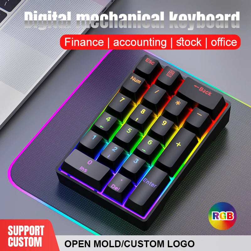 YF20 Mini Keyboard Mechanical Numeric Keyboard Wired Laptop External Keypad Mini Office Portable Keypad Chilrdren Gift Man Gifts