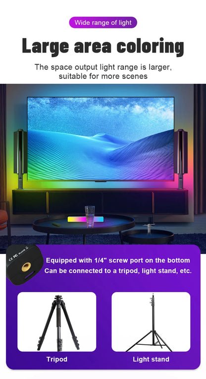 Upgrade RGB Video Light Stick w Barndoor Wand Party Colorful LED Lamp Fill Light Handheld Flash Speedlight Photography Lighting