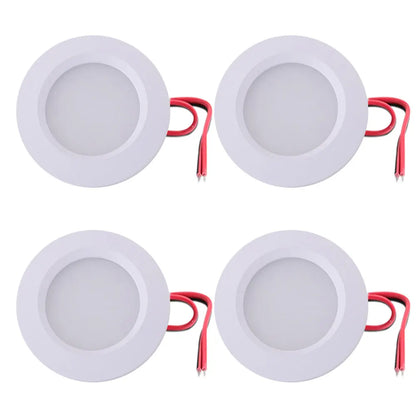 4-Piece Ultra Thin 3W LED Downlight Embedded Cabinet Light Bulb 3W 12V DC Silver White Shell 55mm Hole Closet Yacht Light Lamp