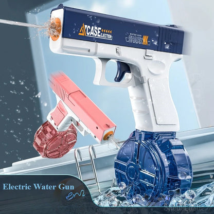 Rapid Fire Electric Water Gun with LED Lights Recoil Action Summer Outdoor Water Shooting Toy for Kids Beach Pool Play Boys Gift