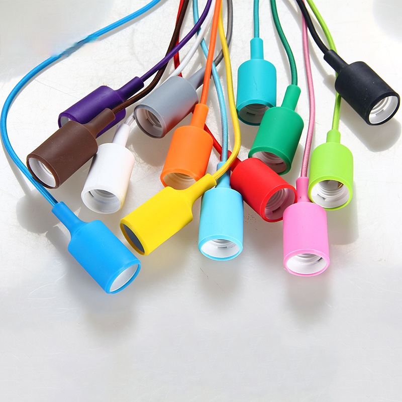 Pendant Lights Modern Simple Single Head Silica Gel Pendant Lamps AC90-260V E27 Holder 100cm Cord 13 Colors
