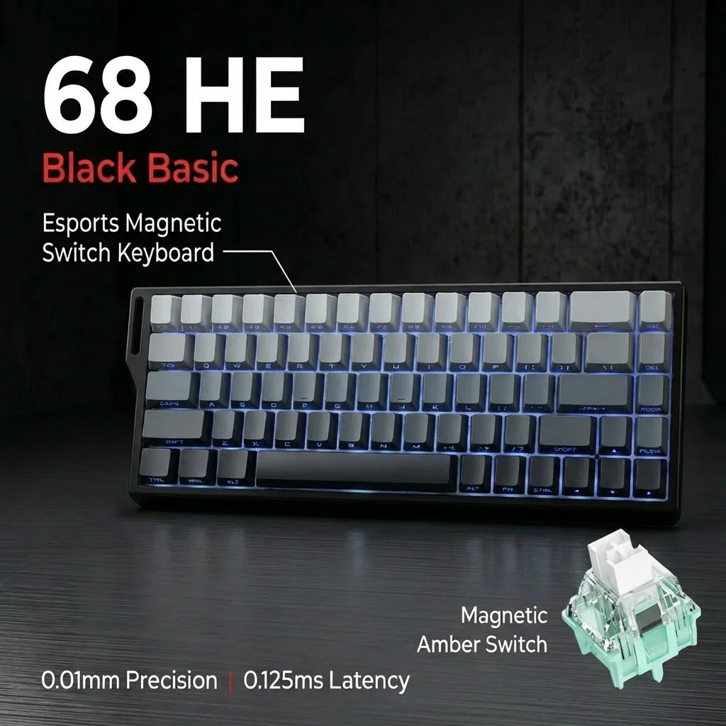 Wired Mechanical Keyboard 68 Keys RGB Backlit Mini Compact Gaming Keyboard Hall Effect Magnetic Switch For Laptop PC FPS