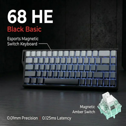 Wired Mechanical Keyboard 68 Keys RGB Backlit Mini Compact Gaming Keyboard Hall Effect Magnetic Switch For Laptop PC FPS