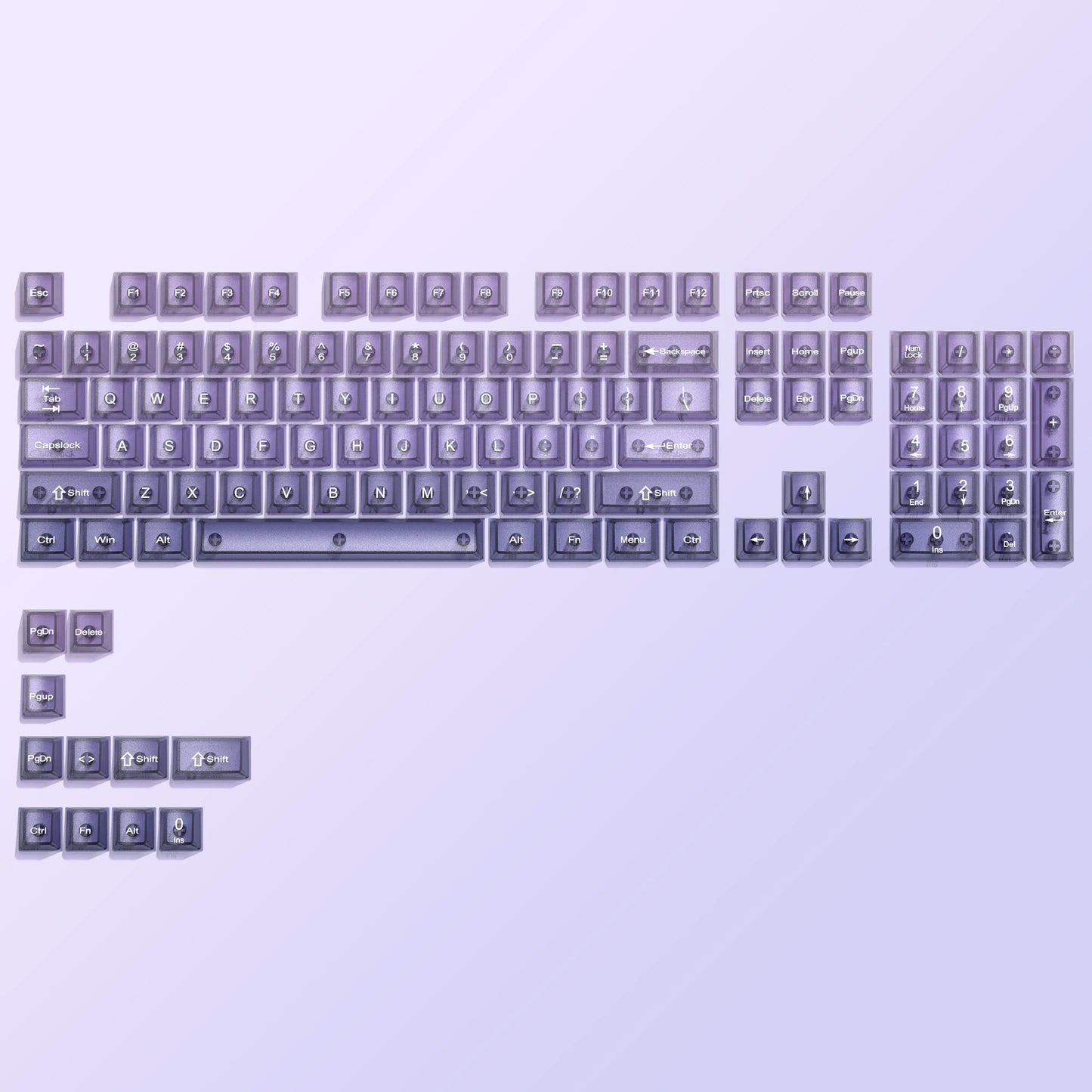 115 Keys Purple Transparent Clear Keycaps Crystal Ceramic PC Keycap RGB Shine Through Key cap MDA Profile for MX Switch Keyboard
