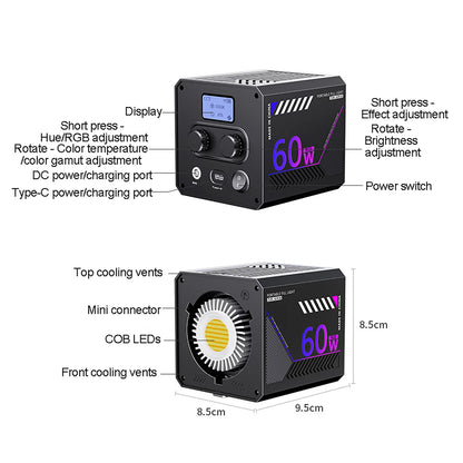 RGB Video Light Portable LED Photography Studio Light with 10000mAh Rechargeable for Vlog Streaming Live Photo Fill Lamp