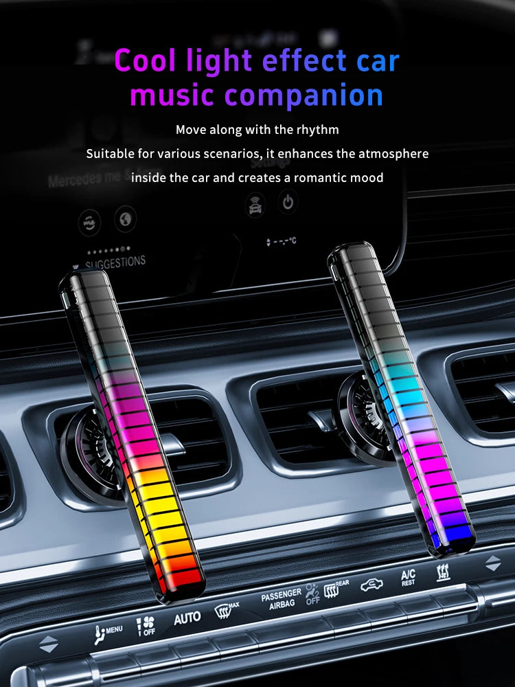 RGB Music Rhythm Light Voice Controlled Atmosphere Light Car Air Outlet Aromatherapy Atmosphere Lamp LED Rhythm Pickup Lamp