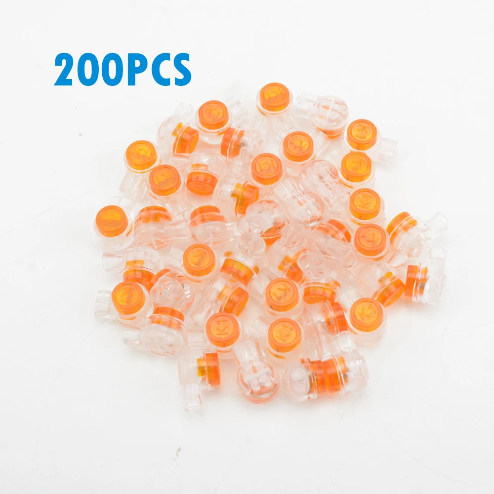50/100/200PCS Waterproof Gel-Filled Orange Clear Button Telephone Wire Connectors UY Butt Splice Connector K1 Network Cable Term
