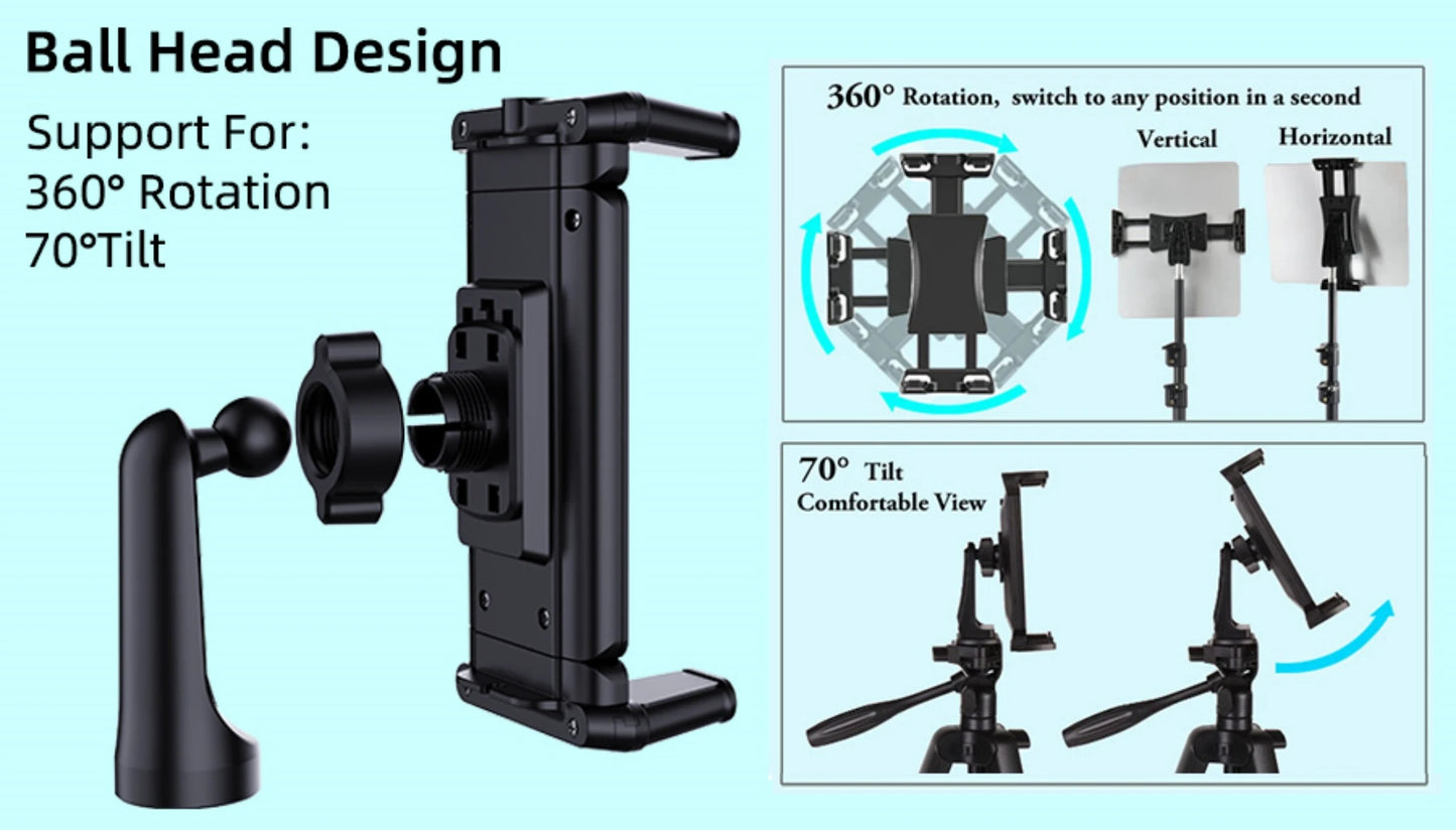 Tripod Mount for Mobile Phones and Tablets, Can Be Used with a Tripod for Video Shooting, Time-lapse Or Live Streaming