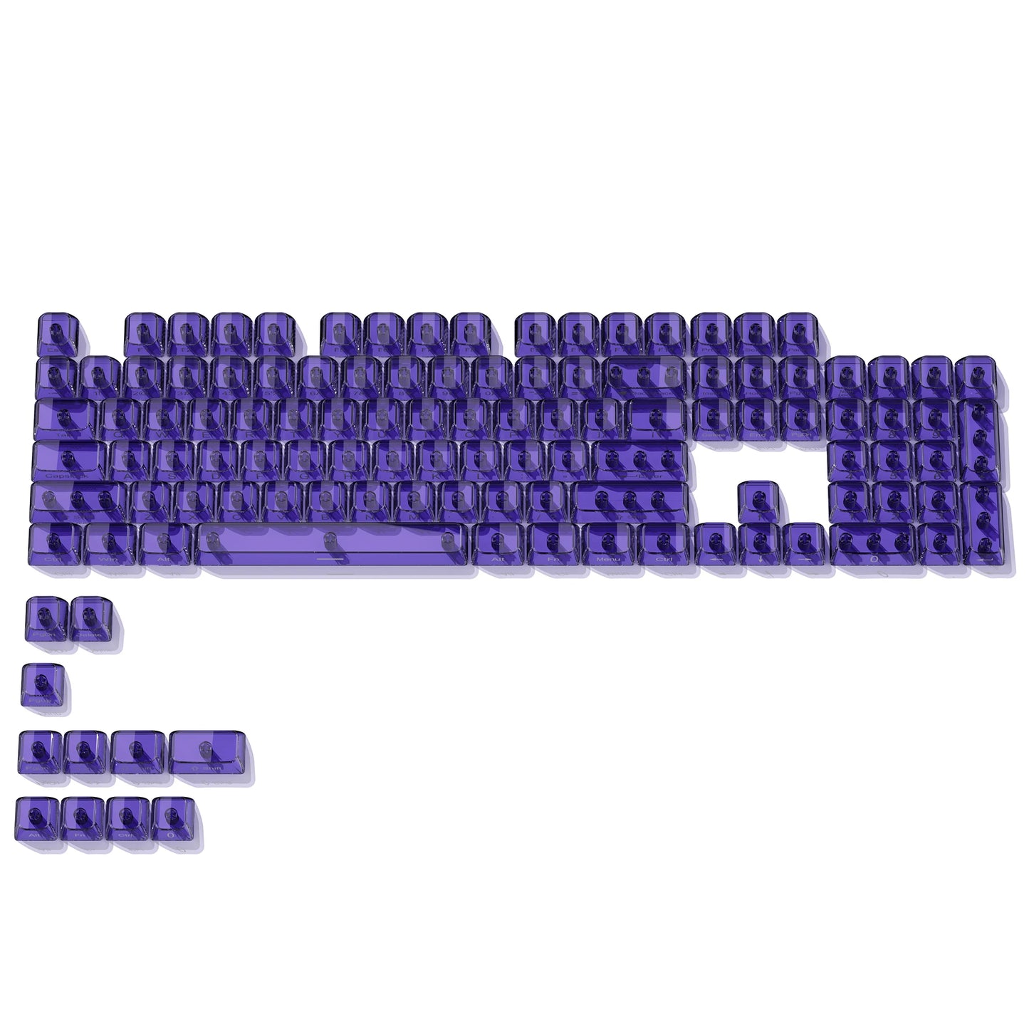 115 Keys Purple Transparent Clear Keycaps Crystal Ceramic PC Keycap RGB Shine Through Key cap MDA Profile for MX Switch Keyboard