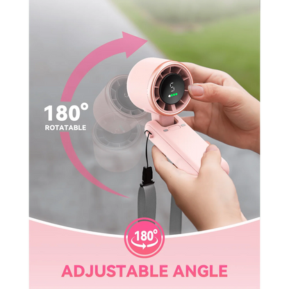 Portable Handheld Turbo Fan, 5000mAh Battery Operated, Up To 12 Working Hours, 5 Gear Wind, LED Display, 180-Degree Foldable, 3-In-1 Hand Fan, Rechargeable Stylish Fan With Air-Turbo-Tech Cooling For Outdoor Activities, Trave