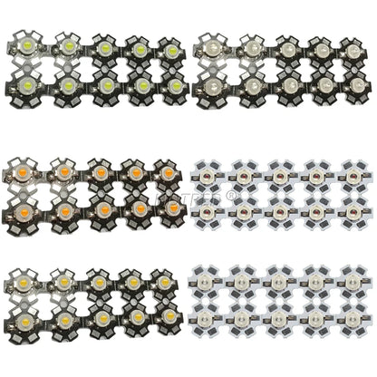 Wholesale 25pcs/100pcs 1W 3W High Power LED Diodes Warm Cold White/Natural White/Red/Green/Blue/Royal Blue With 20mm Star PCB