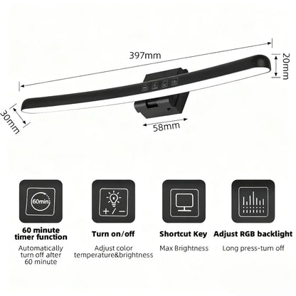 Monitor Light Bar Curved, RGB Backlight, Computer Screen Lamp Dual Light Source with Touch Control Home Office Gaming Desk Lamp