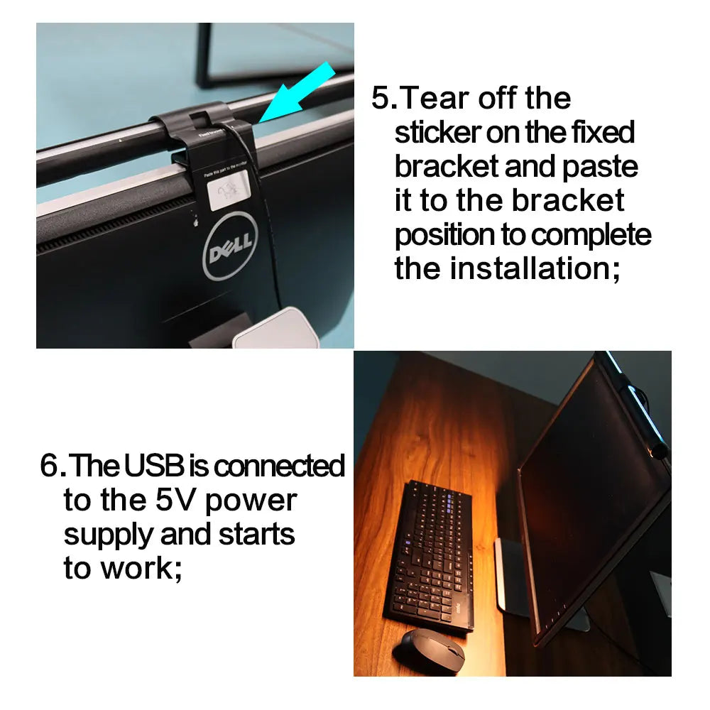 RGB Stepless Dimming LED Monitor Light Bar Eye Protection for Computers Laptops Work Study Game Screen Hanging