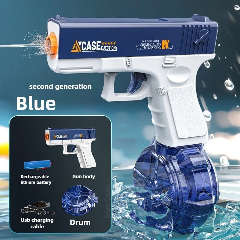 Rapid Fire Electric Water Gun with LED Lights Recoil Action Summer Outdoor Water Shooting Toy for Kids Beach Pool Play Boys Gift