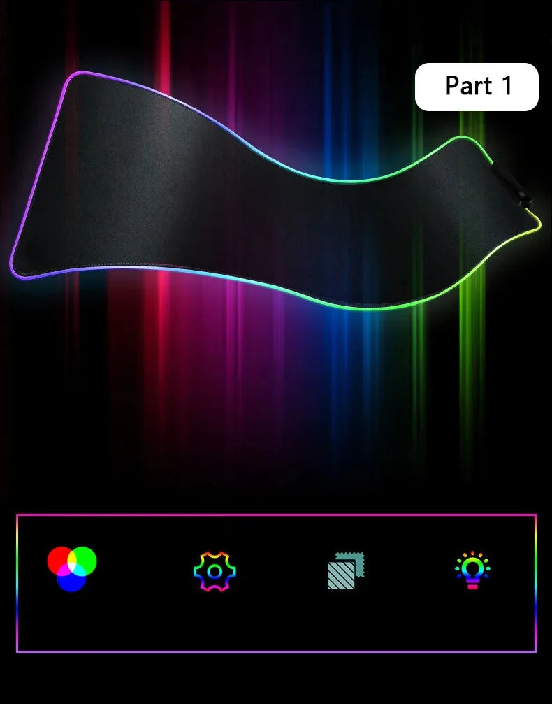 RGB LED Gaming Mouse Pad | 10+ Color Modes | Desk Setup Accessory