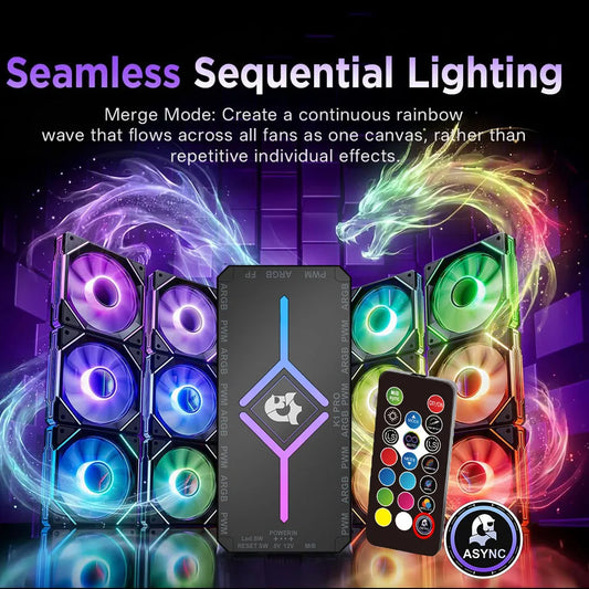 5 Pack ARGB PWM Fans,3 Forward Fan +2 Reverse Fans,5V Addressable RGB Fans with Controller and Remote control