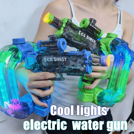 Ring-shaped Electric Water Gun Kids Cool Toy Automatic Water Squirt Gun with Colorful Lights and Sound Summer Outdoor Toy Gift