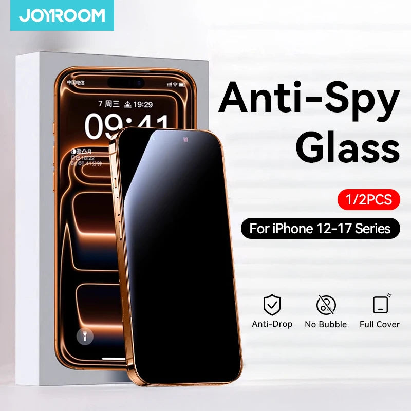 Joyroom 1/2PCS Anti-Spy Glass For iPhone 17 Pro Max Privacy Screen Protector Glass For iPhone 12-17 Pro Max Tempered Glass Film