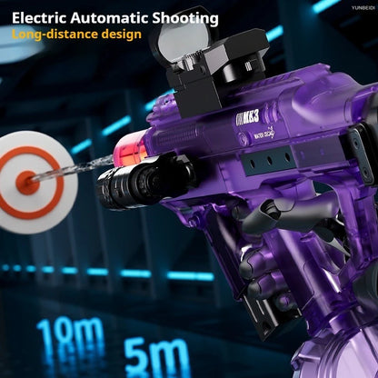 UZI/MK3 Electric Water Gun with Lights Cool Electric Continuous Firing and Reloading Summer Water Play Kid’s Adult Toy Water Gun