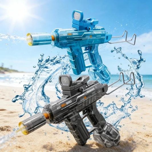 UZI Electric Water Gun with LED Light Recoil Long Range Continuous Shooting Water Blaster Summer Beach Outdoor Toy for Kids