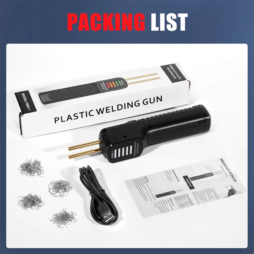 PWG-1 Wireless Charging Plastic Welding Gun With 200Pcs Welding Pins Built-in 2600mm Lithium Battery Plastic Welder Machine