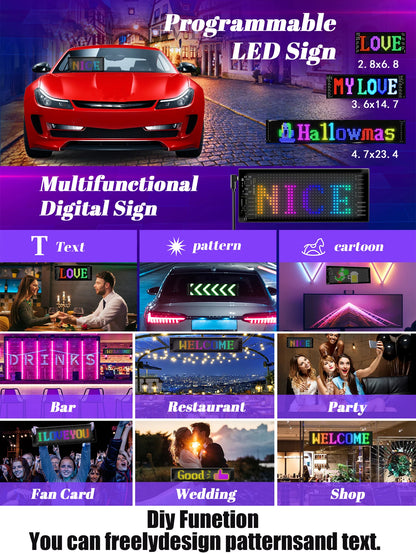 Smart Led Display Screen APP Control Customizable Tex With Bluetooth Programmable Led Eyes for Car DIY Store Hotel Holiday Decor