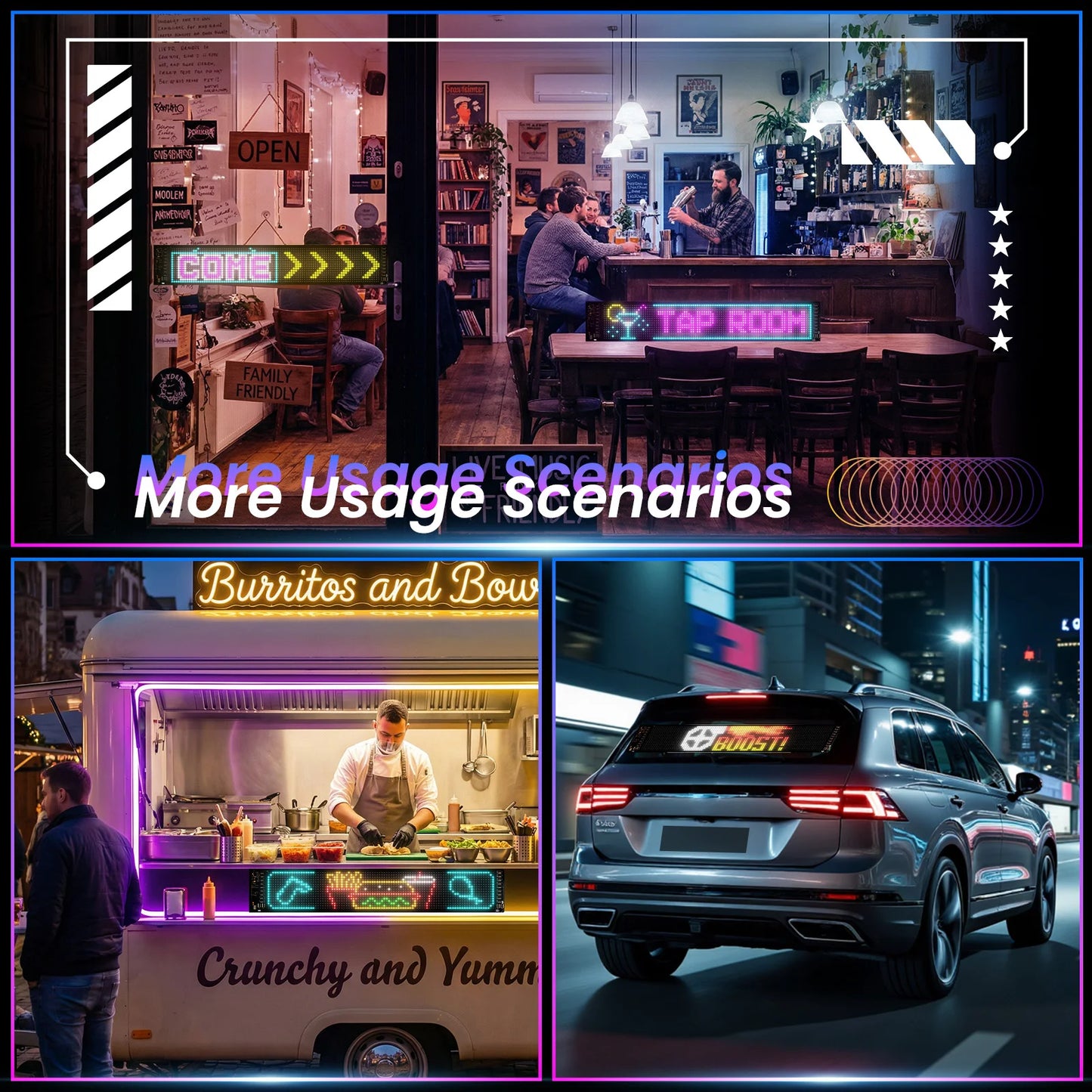 16*32RGB Pixel Soft Screen, USB 5V Programmable Scrolling Text/Animation, APP + Remote Control for Custom Text/Pattern/Animation Scrolling LED Display for DIY Decoration