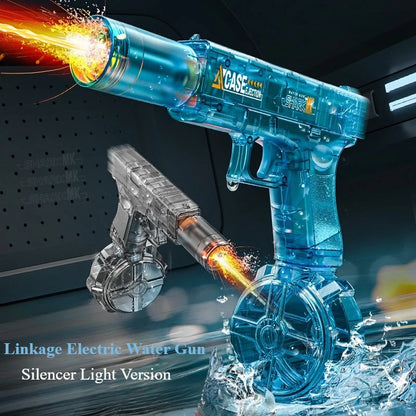 Rapid Fire Electric Water Gun with LED Lights Recoil Action Summer Outdoor Water Shooting Toy for Kids Beach Pool Play Boys Gift