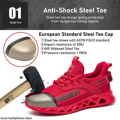 Safety Shoes Men For Work Sneakers Women Men Steel Toe Work Shoes Security Protective Shoes Lightweight Anti-Smash Anti-Puncture