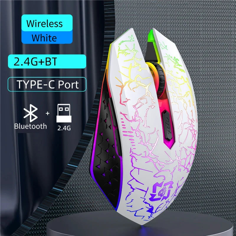 RGB Gaming Mouse 2.4G Wireless Mouse Bluetooth Mouse 1600DPI 6 Mute Buttons Mice Ergonomic Dual-Mode Office Mice For MacBook PC