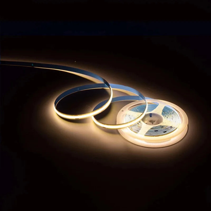 8mm PCB COB LED Strip Light With DC Head 12V 320LEDs/m High Brightness Flexible Tape Warm Natural White Red Green Blue 0.5m 5m