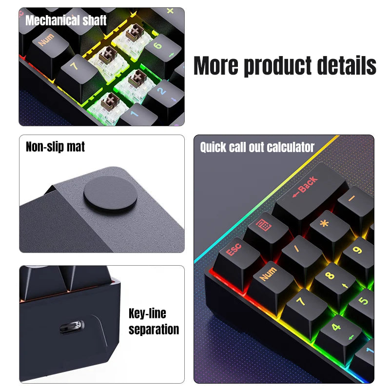 YF20 Mini Keyboard Mechanical Numeric Keyboard Wired Laptop External Keypad Mini Office Portable Keypad Chilrdren Gift Man Gifts