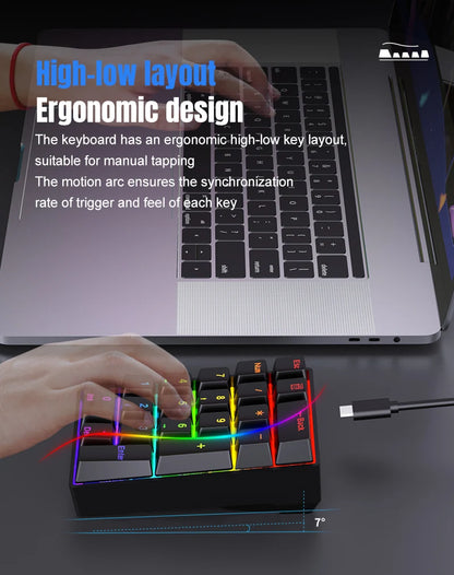 YF20 Mini Keyboard Mechanical Numeric Keyboard Wired Laptop External Keypad Mini Office Portable Keypad Chilrdren Gift Man Gifts