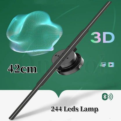 3D Hologram Fan WiFi 3D Holographic Projector Advertising Display HD Light Holographic Projector for Stores Bars Party Xmas