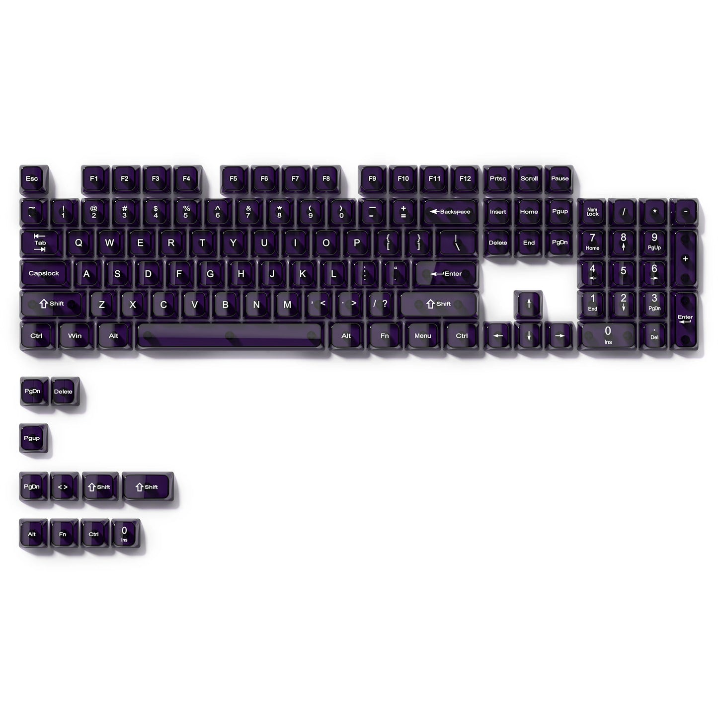 115 Keys Purple Transparent Clear Keycaps Crystal Ceramic PC Keycap RGB Shine Through Key cap MDA Profile for MX Switch Keyboard
