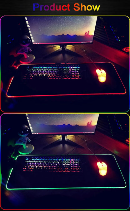 RGB LED Gaming Mouse Pad | 10+ Color Modes | Desk Setup Accessory
