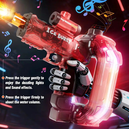 Ring-shaped Electric Water Gun Kids Cool Toy Automatic Water Squirt Gun with Colorful Lights and Sound Summer Outdoor Toy Gift