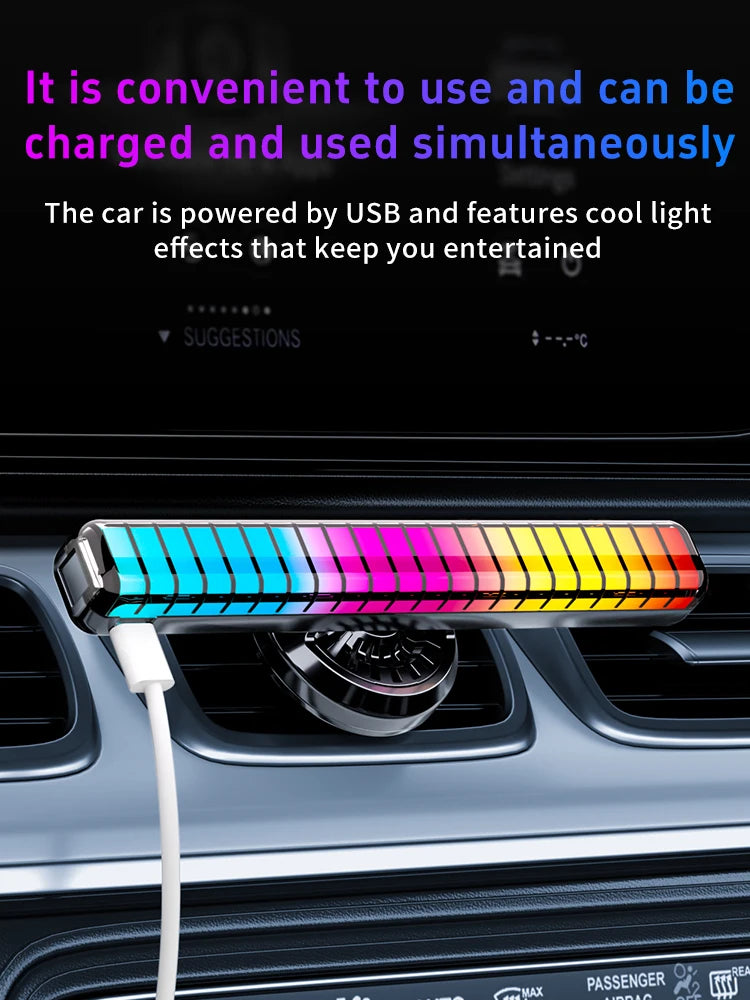 RGB Music Rhythm Light Voice Controlled Atmosphere Light Car Air Outlet Aromatherapy Atmosphere Lamp LED Rhythm Pickup Lamp