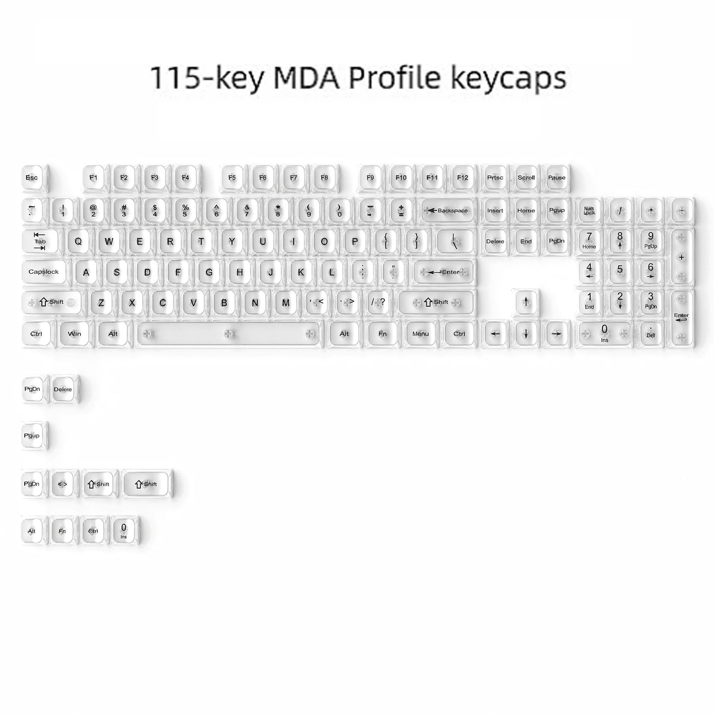 115 Keys Purple Transparent Clear Keycaps Crystal Ceramic PC Keycap RGB Shine Through Key cap MDA Profile for MX Switch Keyboard